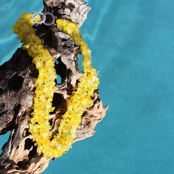 Solo Maria Jewelry Jewelry - The Cleopatra Collection/ Yellow Citrine Glass Necklace